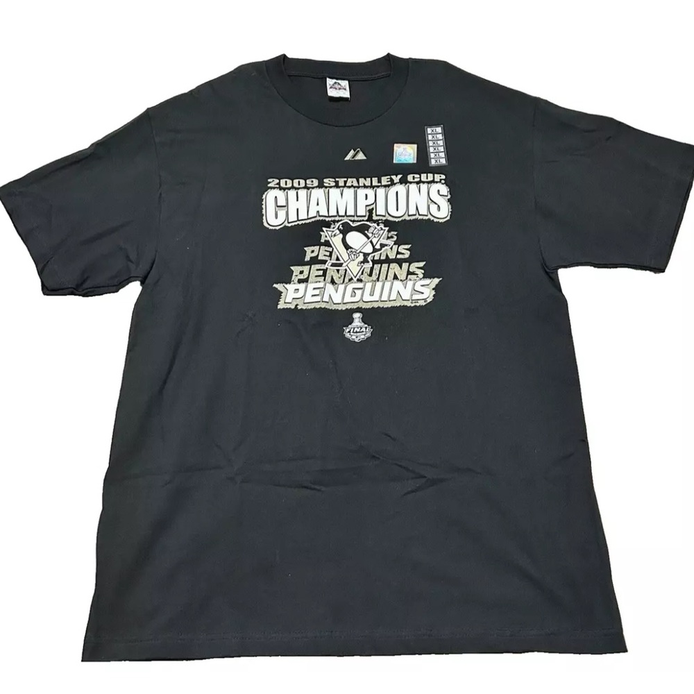 2009 Pittsburgh Penguins NHL Stanley Cup Champions Black T-Shirt Men's Size XL